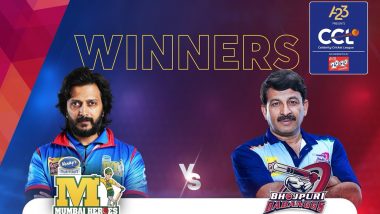 Mumbai Heroes Vs Bhojpuri Dabanggs CCL 2024 Match Update: Riteish Deshmukh's Team Clinches Victory by 1 Run Against Manoj Tiwari’s Team in Celeb Cricket Tournament's Ninth Match! – See Score Summary Inside!
